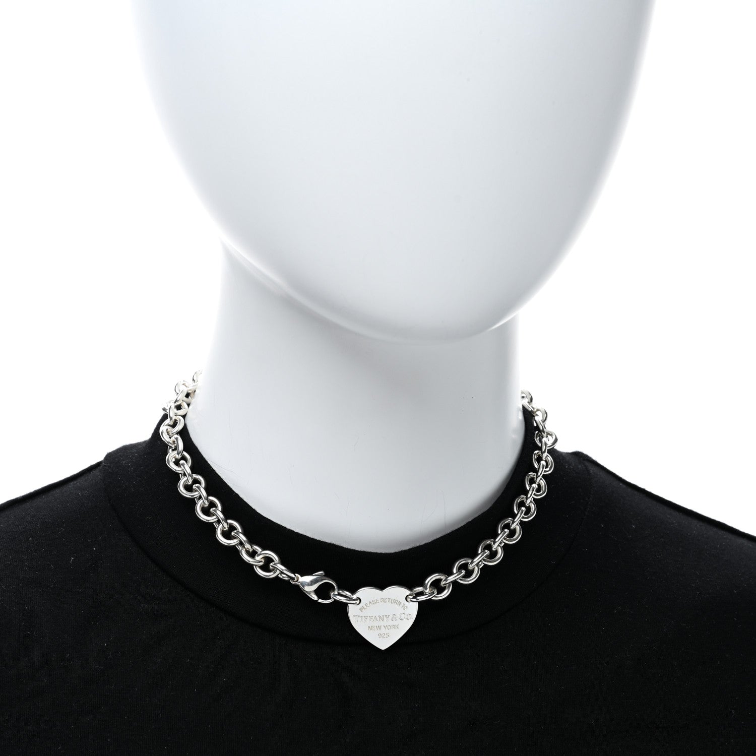 Tiffany Sterling Silver Return to Tiffany Heart Tag Choker Necklace 2 of 4