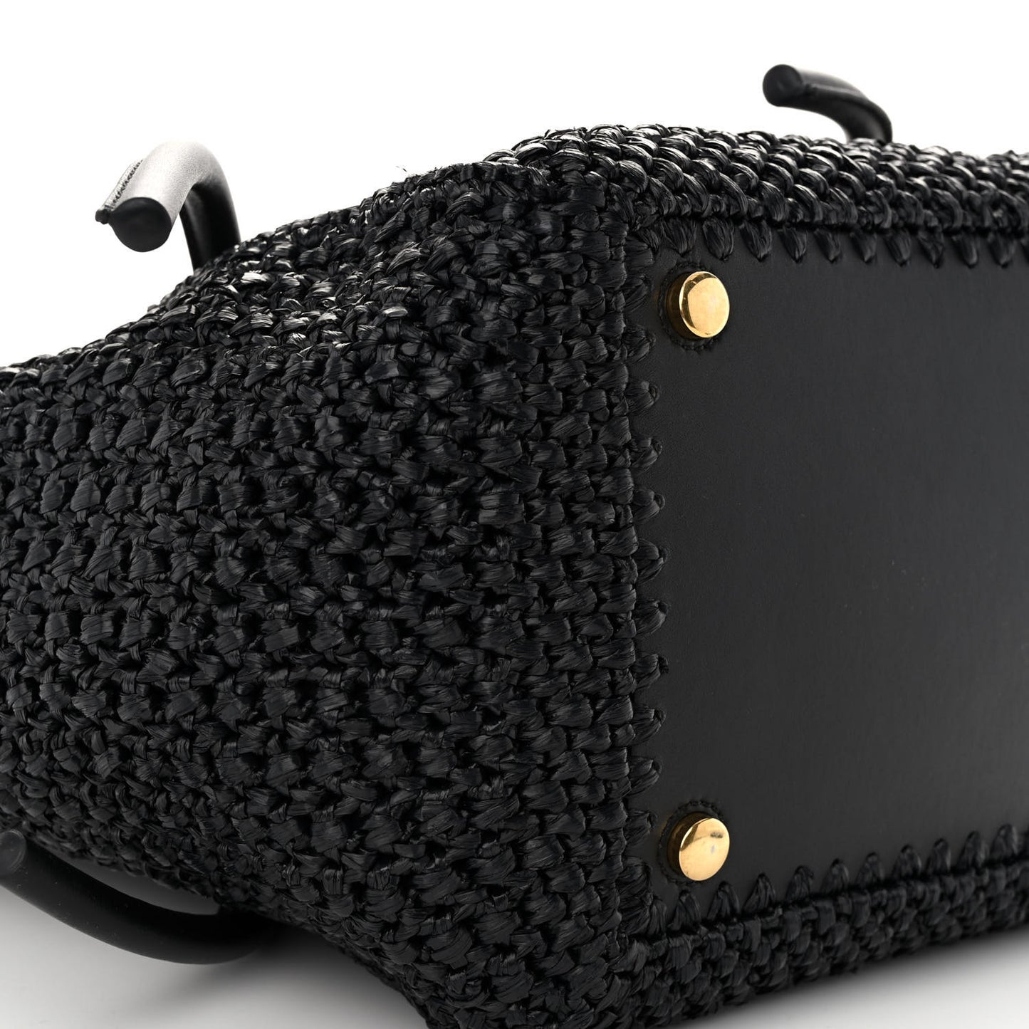 Raffia Calfskin Pipe Bag Black