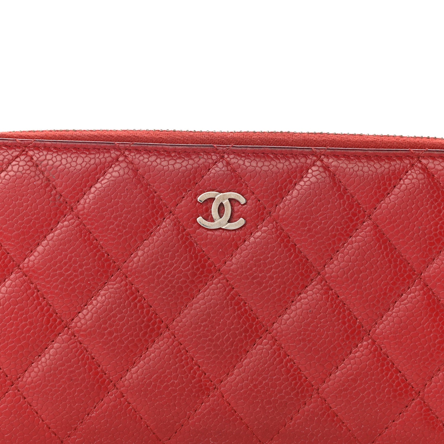 Chanel Caviar Quilted Large Gusset Zip Around Wallet Red 9 of 16