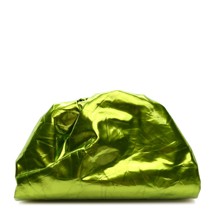 Bottega Veneta Metallic Crushed Calfskin Teen Pouch Chlorophyll 1 of 7
