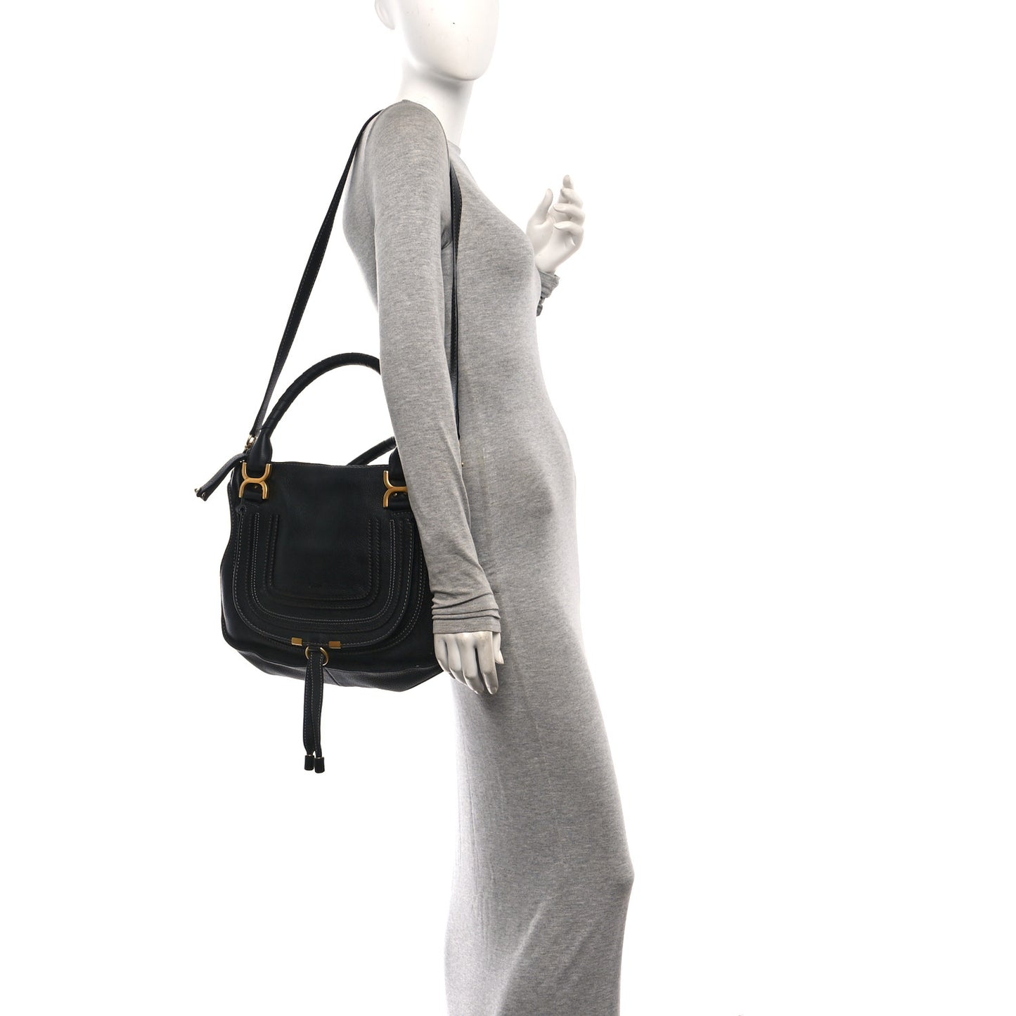 Calfskin Medium Marcie Satchel Black