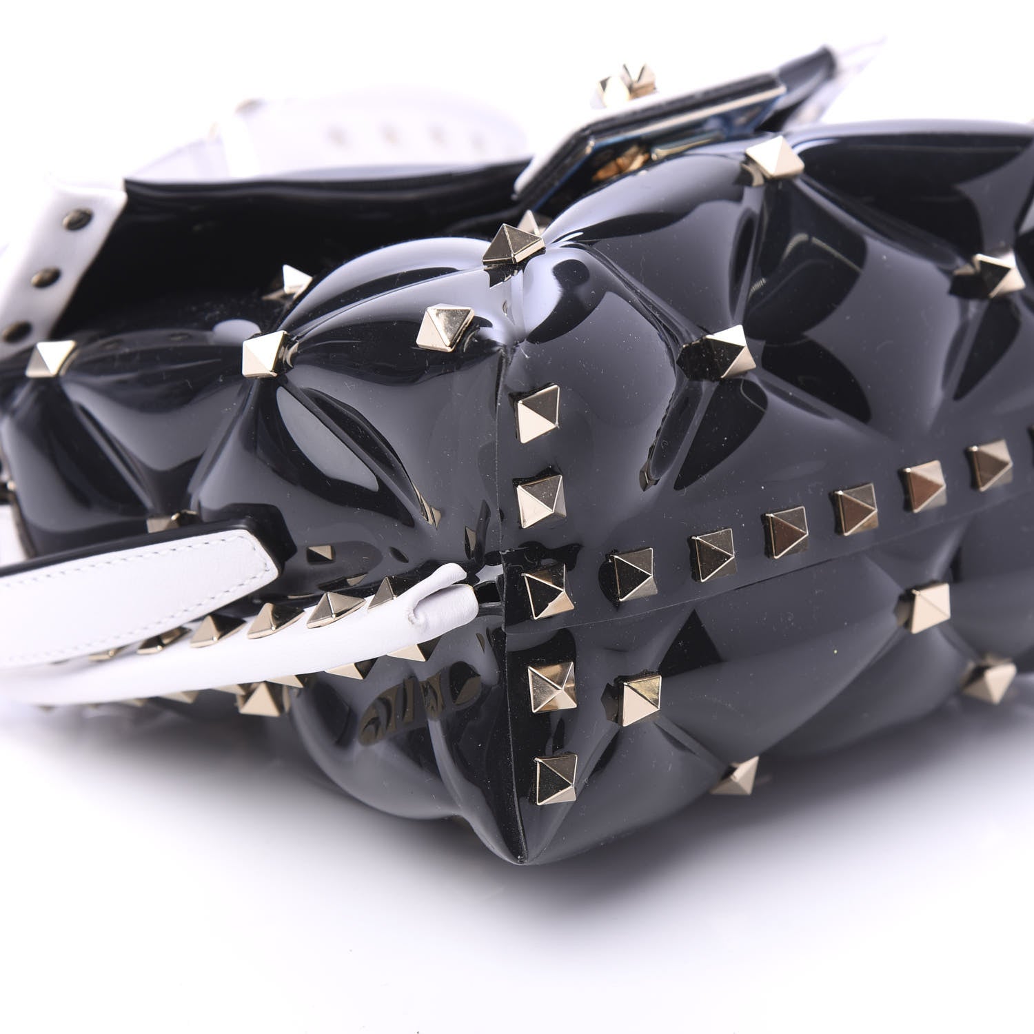 Valentino Garavani PVC Candystud Top Handle Bag Black White 7 of 10