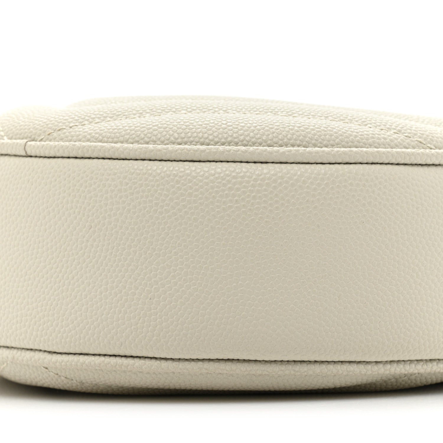Saint Laurent Grain De Poudre Matelasse Chevron Quilted Round Vinyle Camera Bag Crema Soft 8 of 11