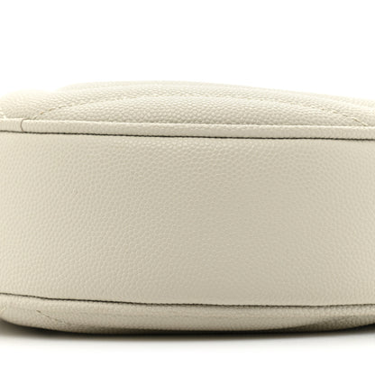 Saint Laurent Grain De Poudre Matelasse Chevron Quilted Round Vinyle Camera Bag Crema Soft 8 of 11