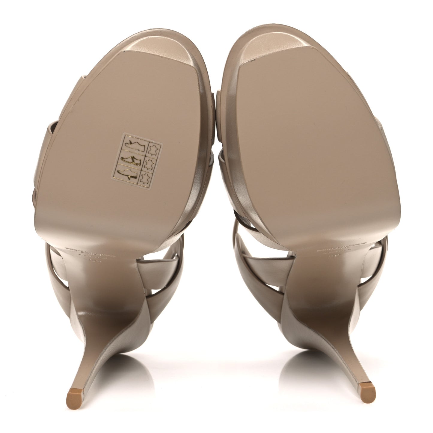Calfskin Tribute 105 Platform Sandals 39 Dark Beige