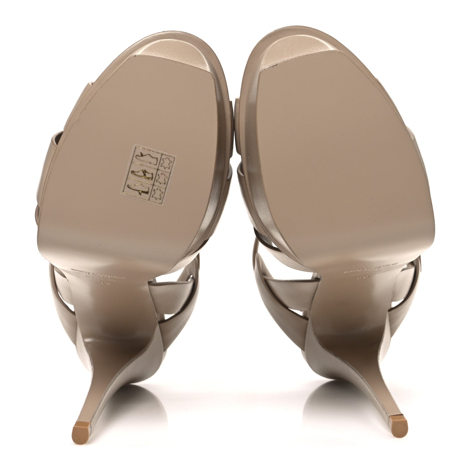 Saint Laurent Calfskin Tribute 105 Platform Sandals 39 Dark Beige 7 of 11