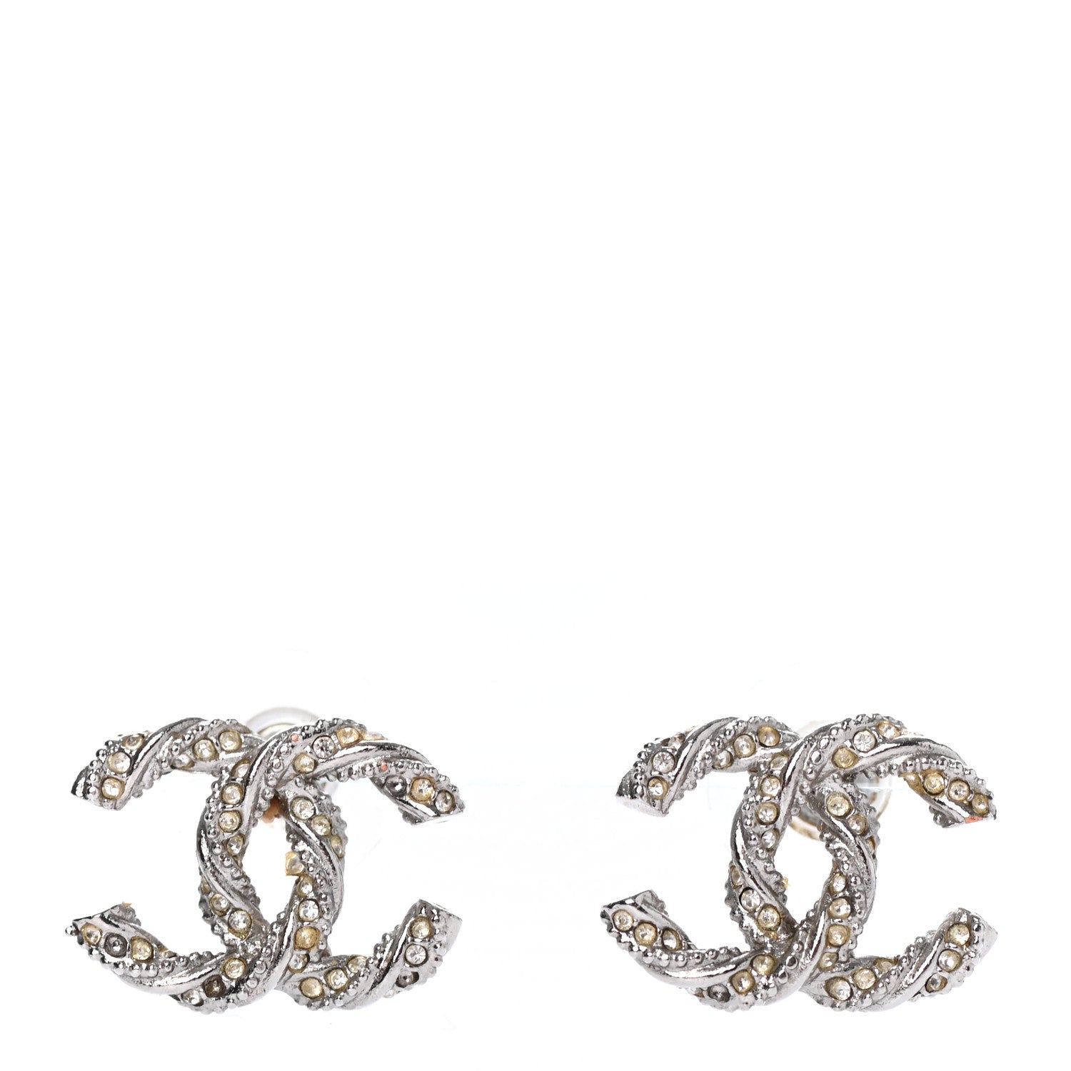 Chanel Twisted CC Earrings Silver 1 of 4