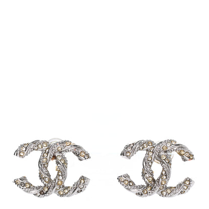 Chanel Twisted CC Earrings Silver 1 of 4