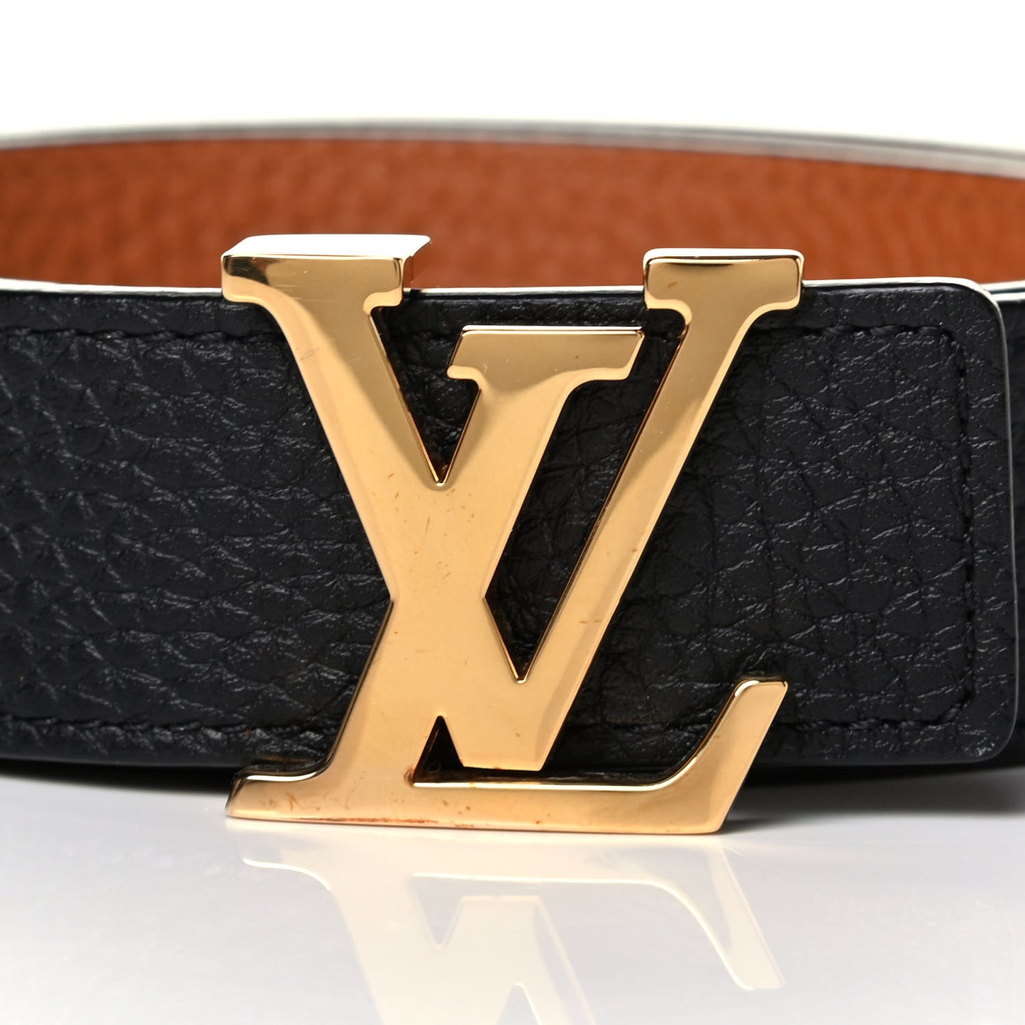 Taurillon Calfskin 30mm LV Initiales Reversible Belt 85 34 Black