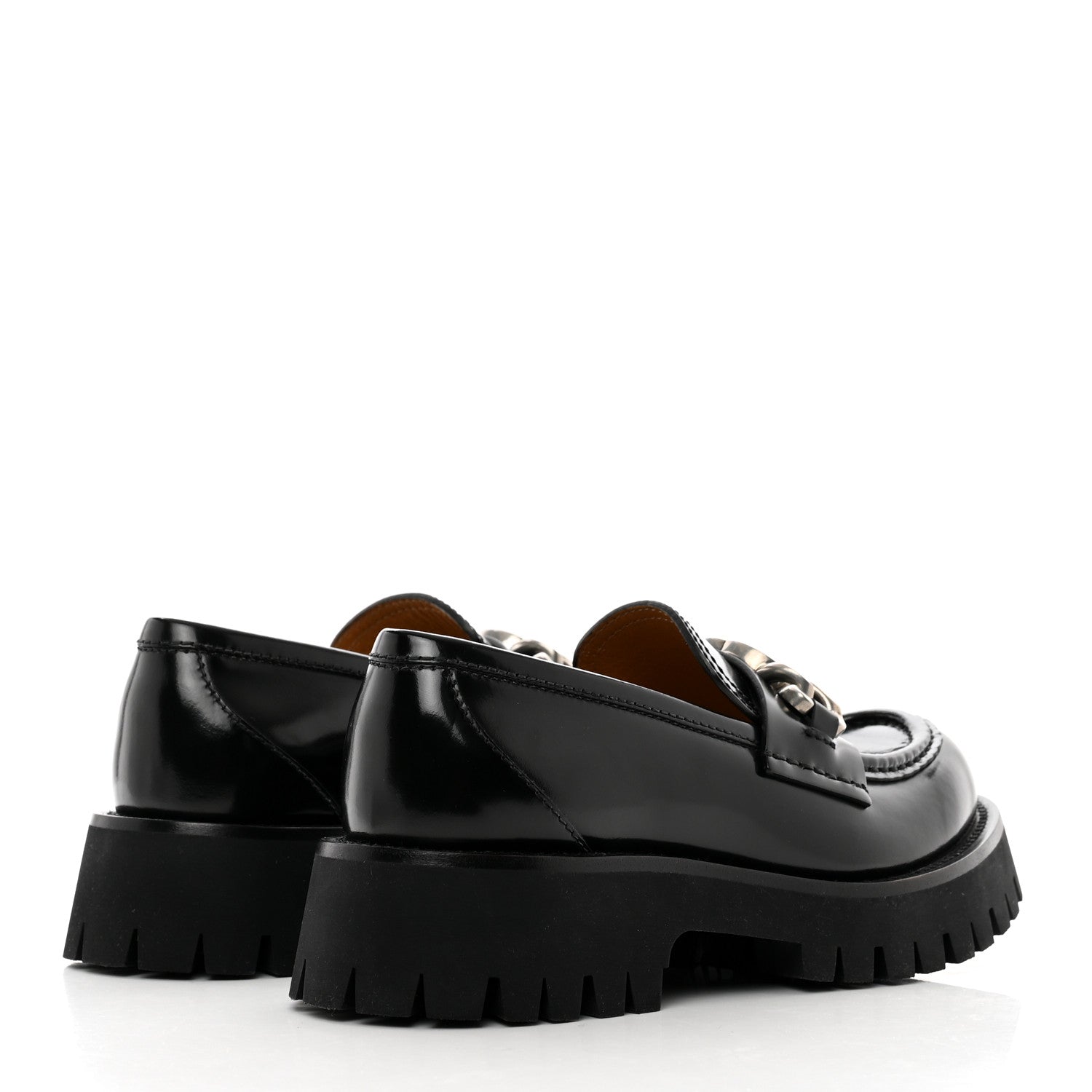Gucci Cordovan Lux Womens Jeanne Platform Lug Sole 30/45mm Loafers 37 Black 4 of 8