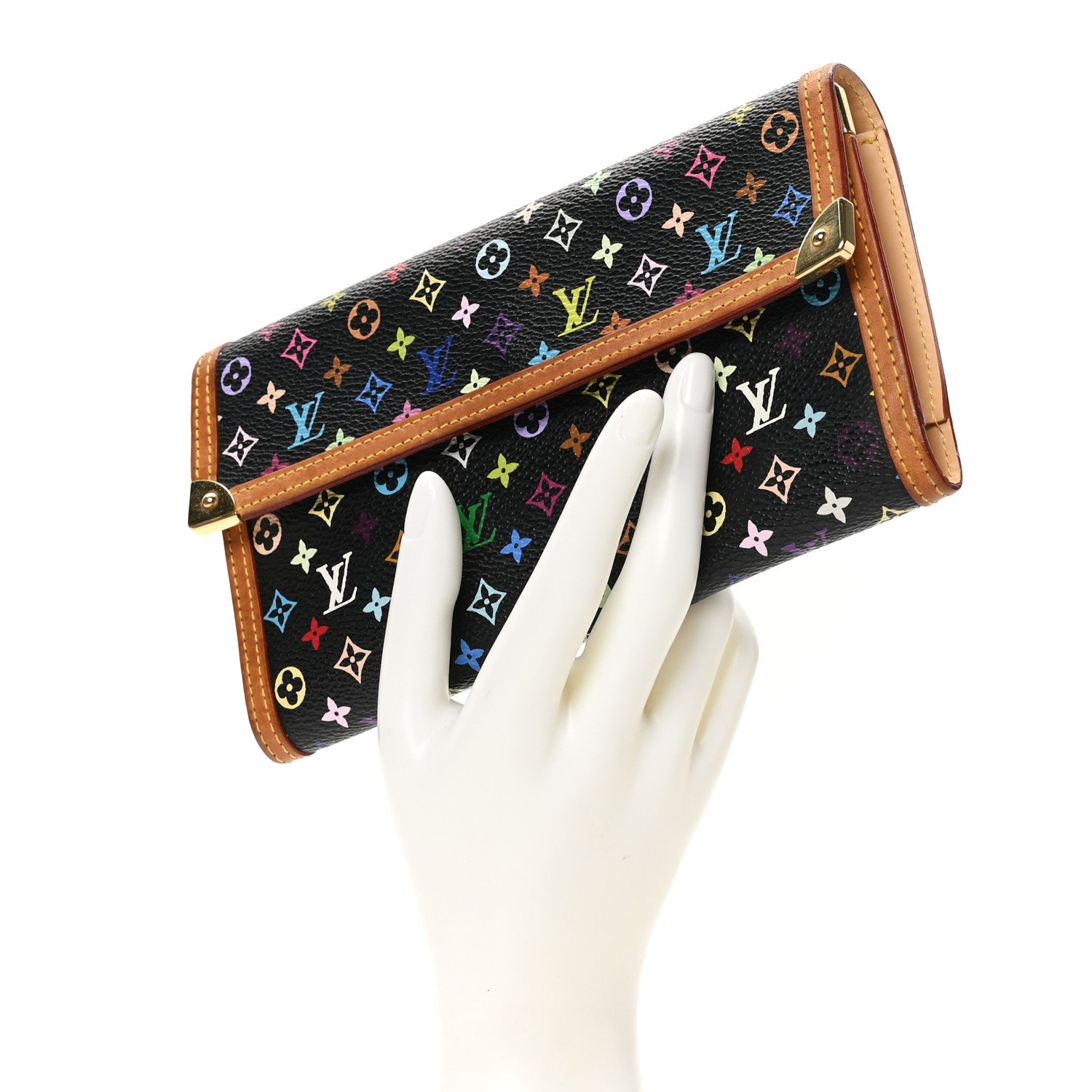 Louis Vuitton Monogram Multicolor Porte Tresor International Wallet Black 2 of 9