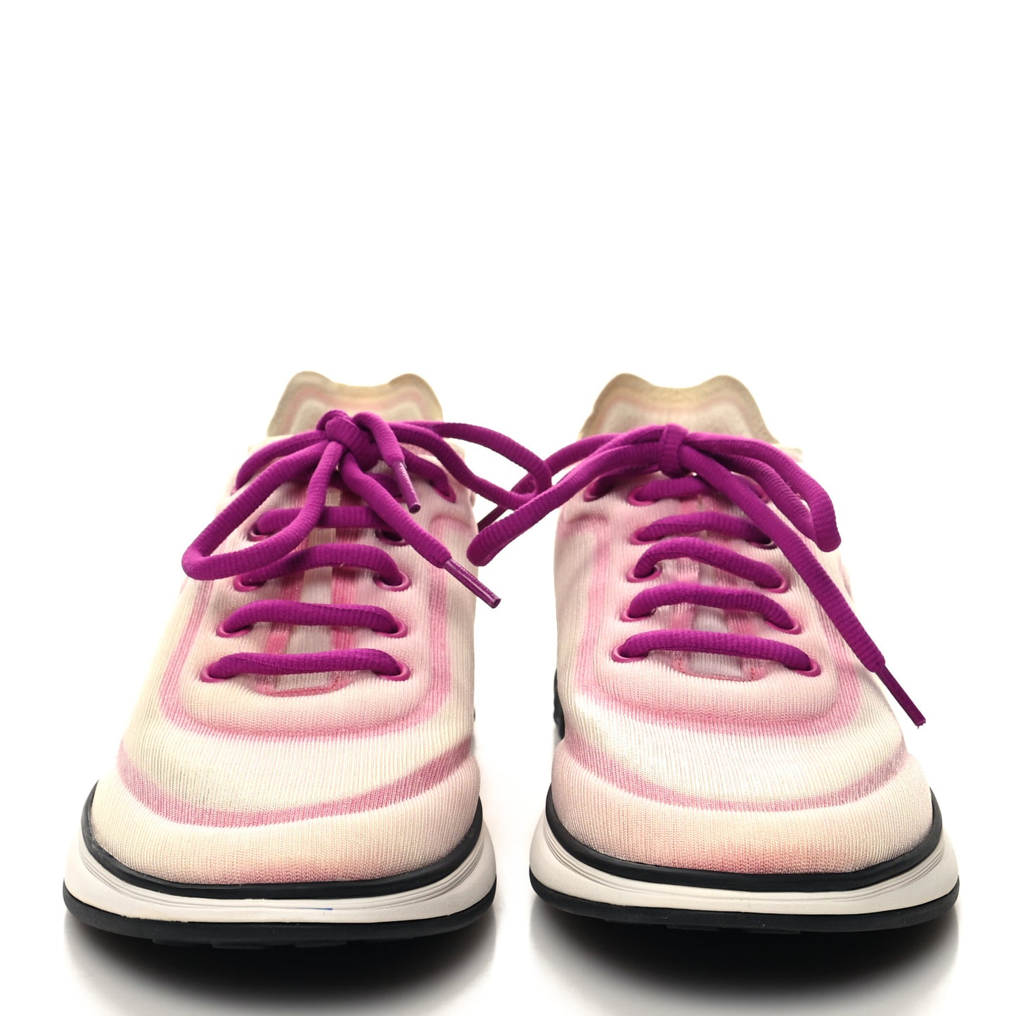 Calfskin Mesh Lycra Womens Logo Sneakers 40.5 White Pink