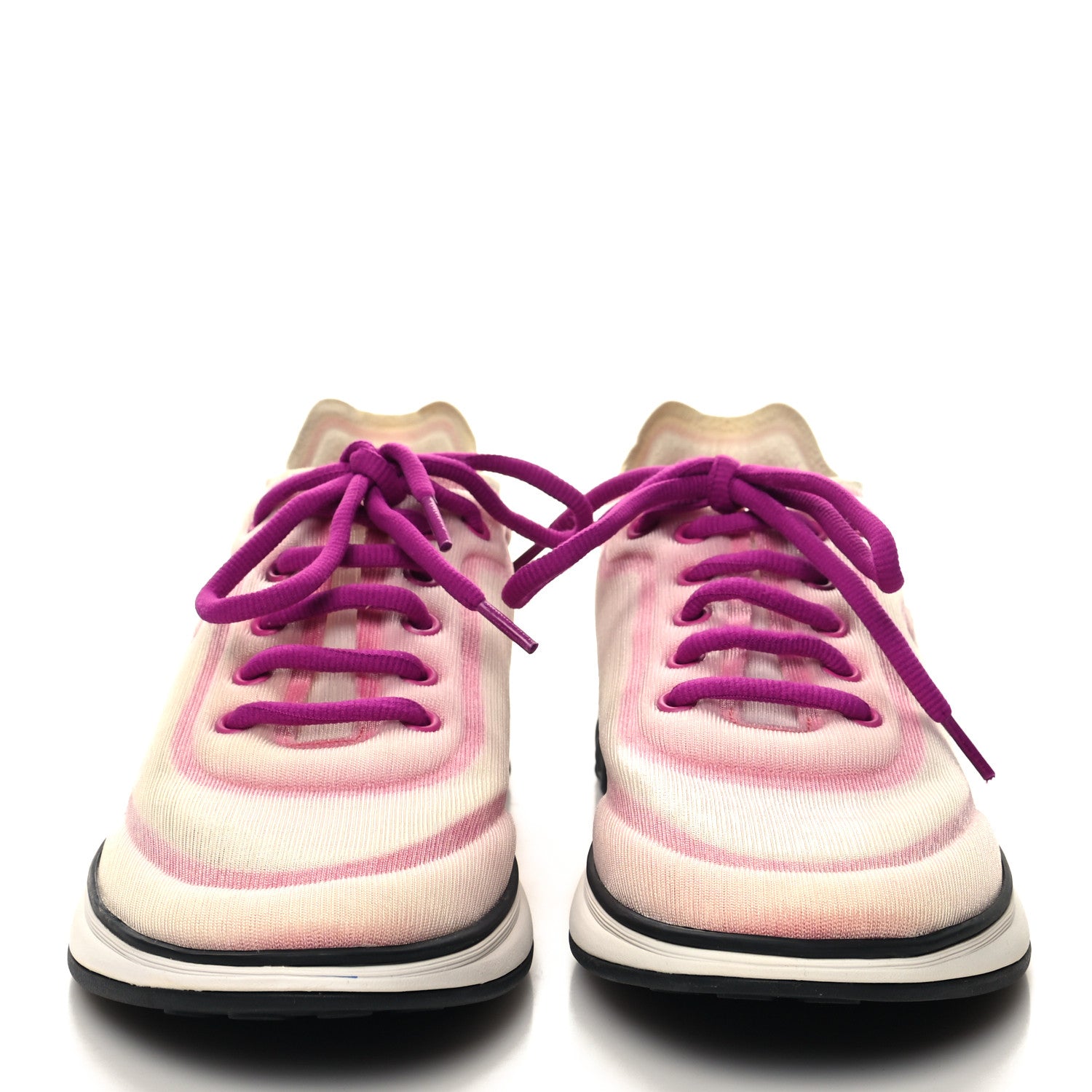 Chanel Calfskin Mesh Lycra Womens Logo Sneakers 40.5 White Pink 2 of 7