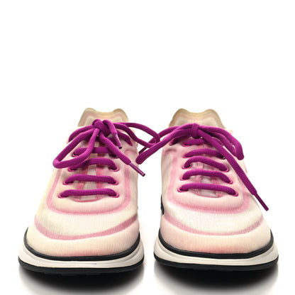 Chanel Calfskin Mesh Lycra Womens Logo Sneakers 40.5 White Pink 2 of 7