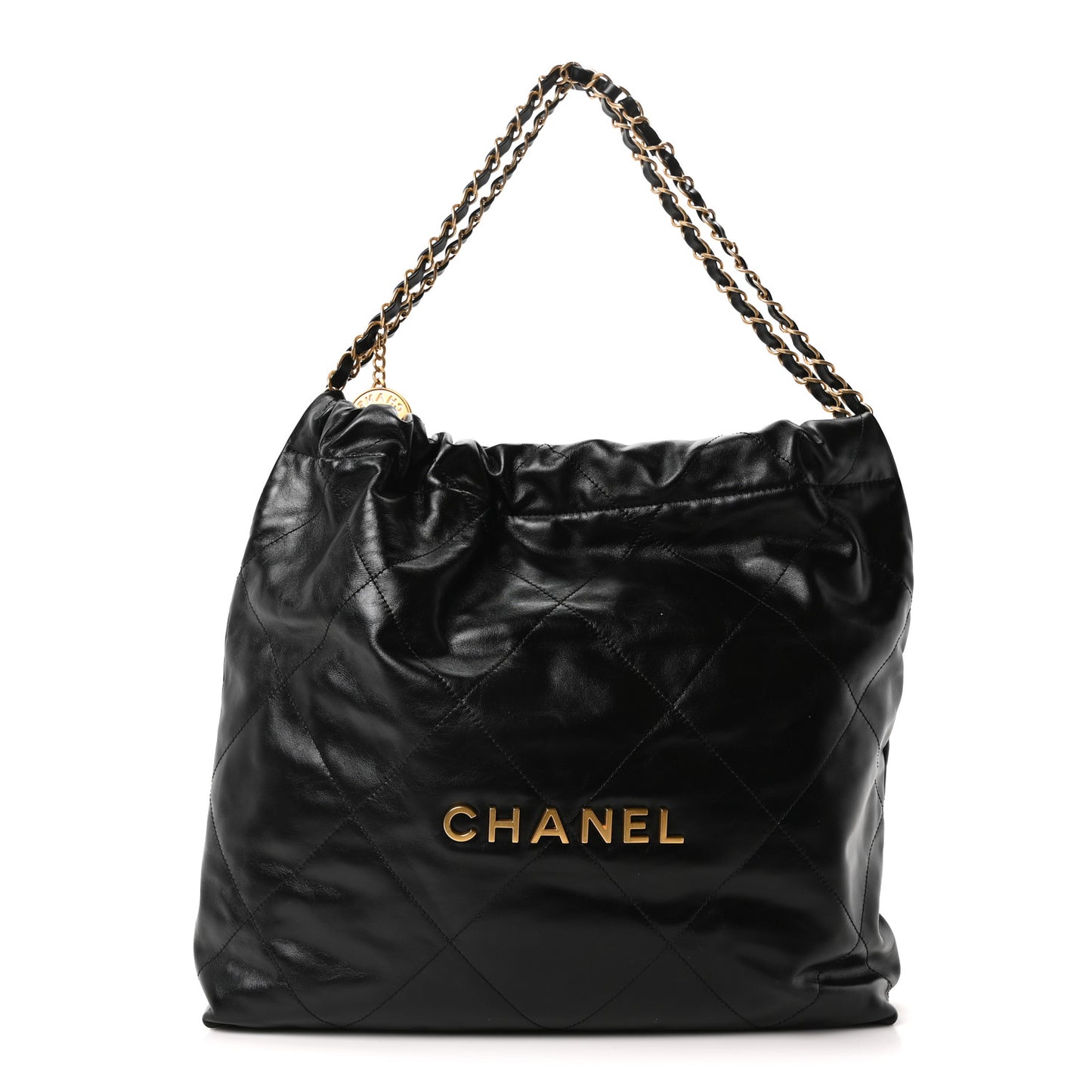 Shiny Calfskin Quilted Chanel 22 Black