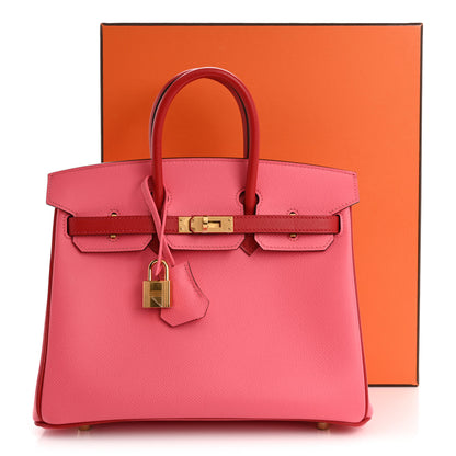 Hermes Epsom Horseshoe Birkin 25 Rose Azalee Rouge Casaque 11 of 11