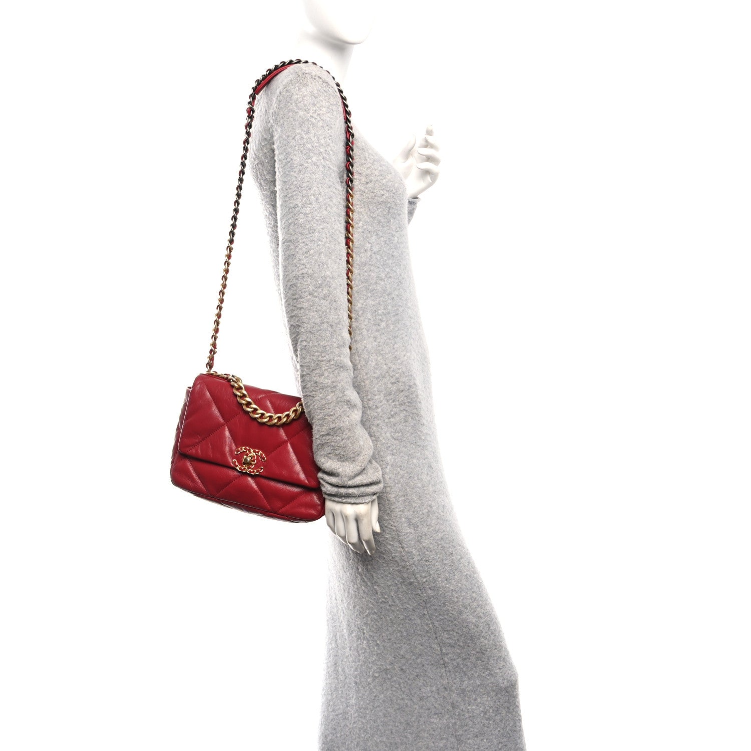 Chanel Goatskin Quilted Medium Chanel 19 Flap Red 2 of 10