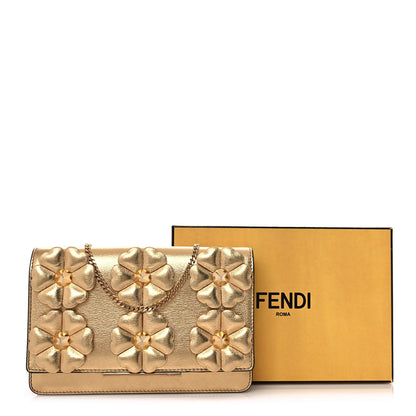 Fendi Vitello Catalan Mirror Flowerland Tube Wallet On Chain Gold 11 of 11