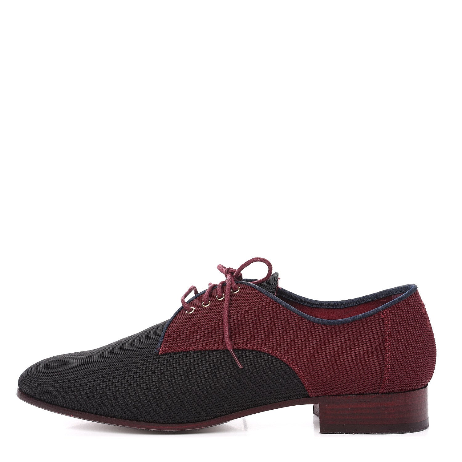 Chanel Fabric Lace Up CC Oxfords 39.5 Burgundy Black 1 of 8