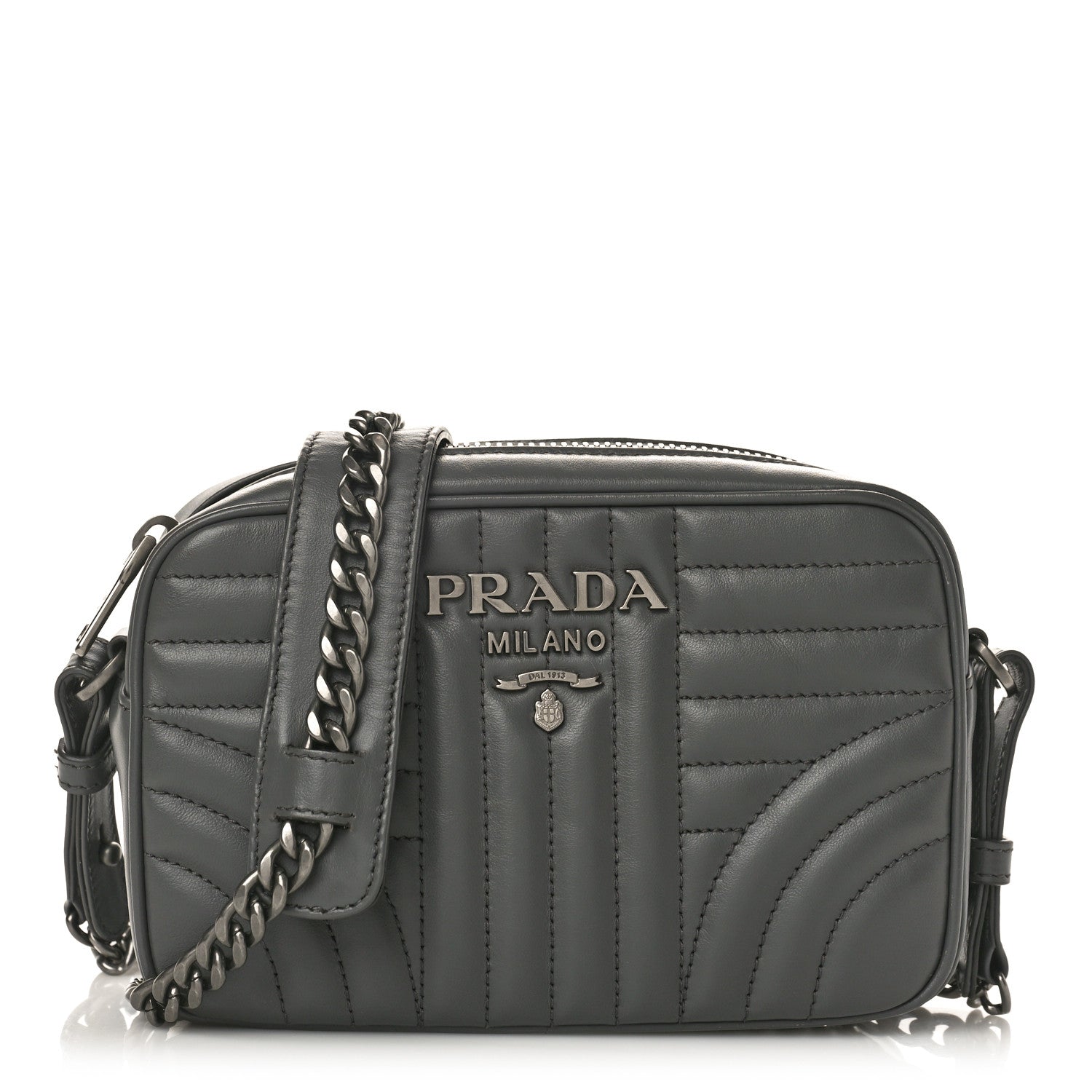 Prada Soft Calfskin Diagramme Crossbody Bag Mercurio 1 of 9