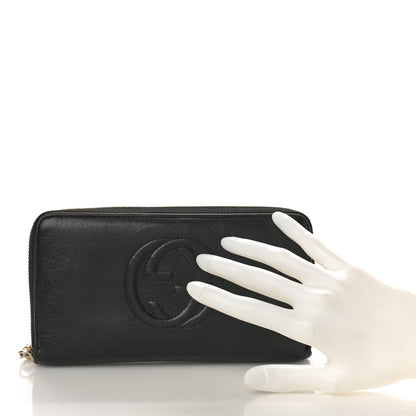 Gucci Pebbled Calfskin Soho Zip Around Wallet Black 2 of 9