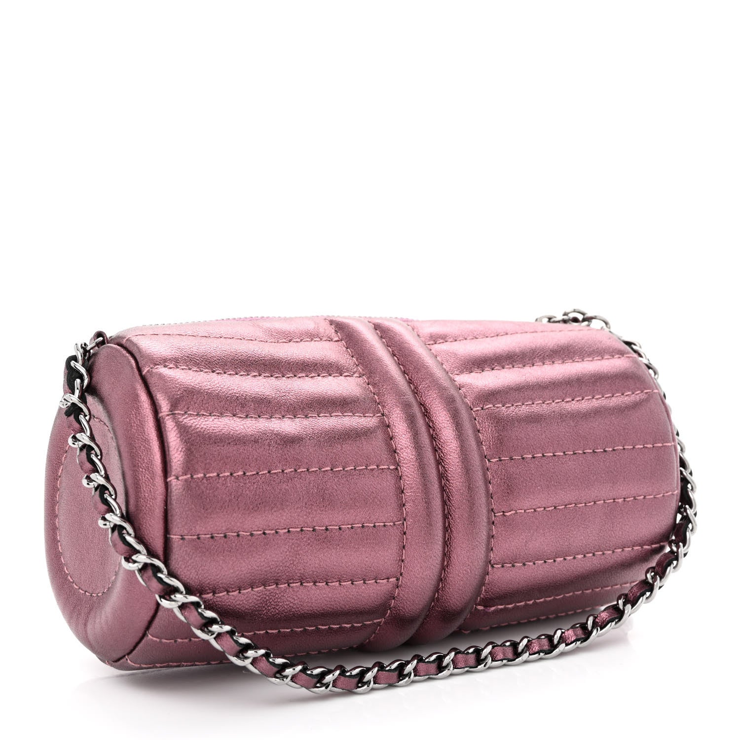 Chanel Metallic Lambskin Horizontal Quilt Pochette Purple 3 of 10