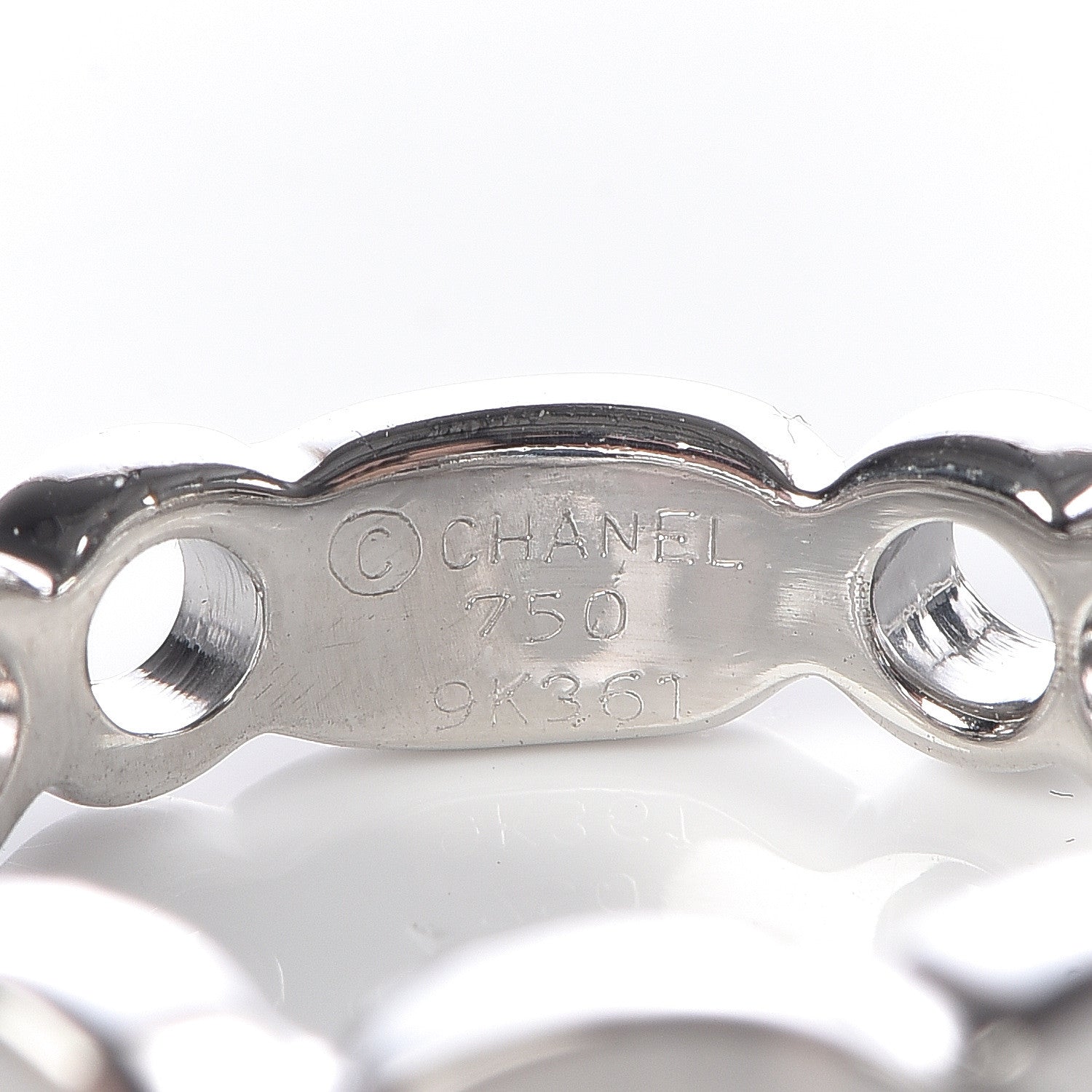Chanel 18K White Gold Blue Sapphire Coco Ring 49 4.75 5 of 5