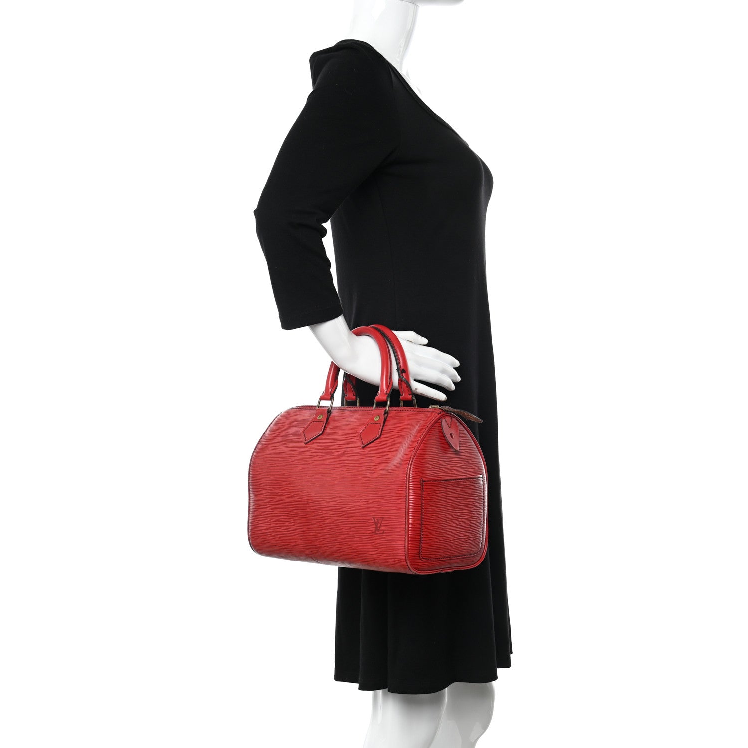 Louis Vuitton Epi Speedy 25 Castillan Red 2 of 17
