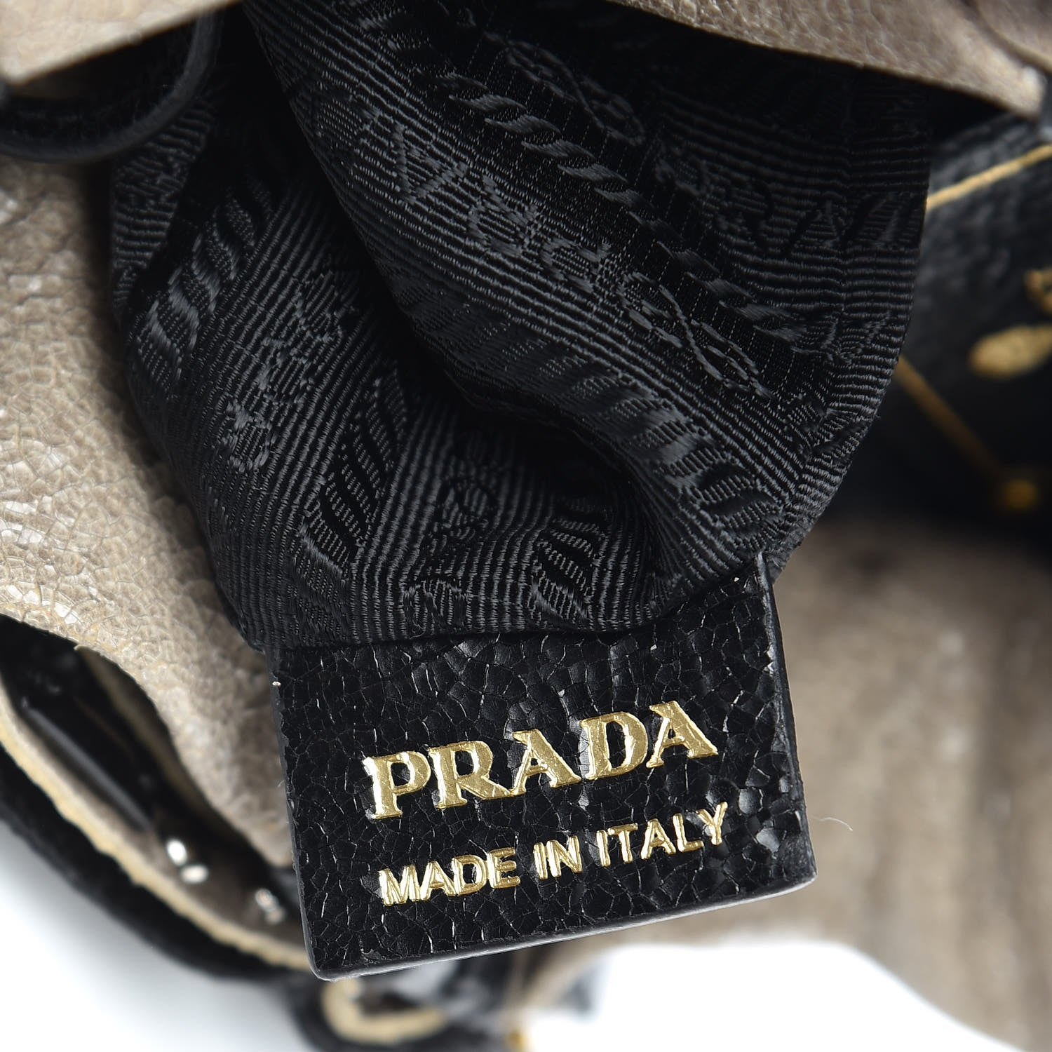 Prada Crackled Calfskin Studded Fringe Wristlet Pouch Talco Black 7 of 11