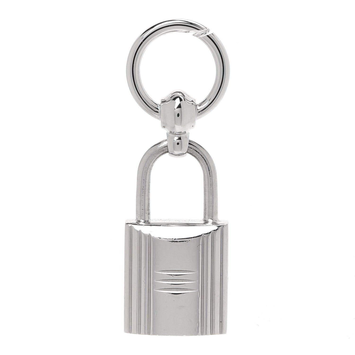 Hermes Permabrass Mini Loop Charms Cadenas Scarf Ring Silver 1 of 4