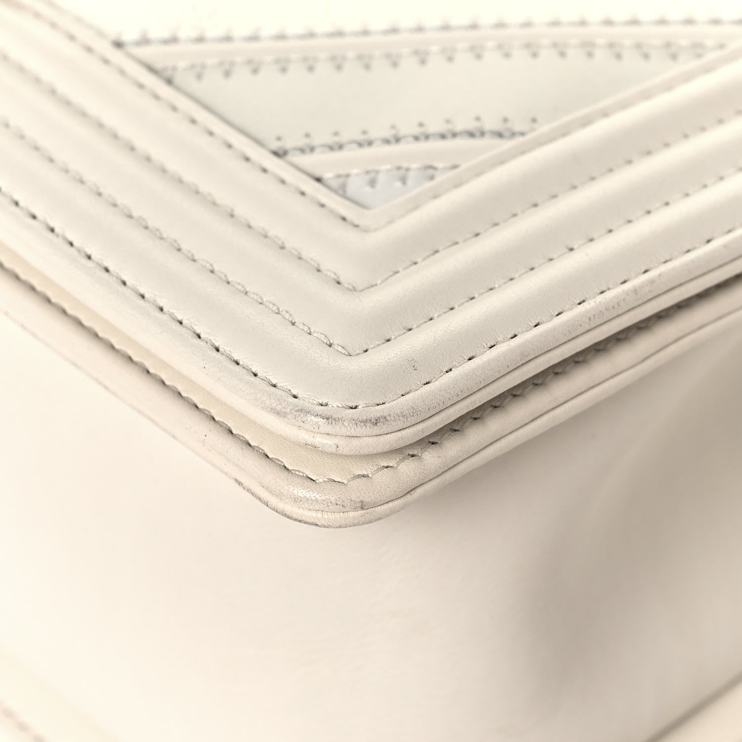 Chanel Caviar Suede Calfskin Chevron Medium Boy Flap White 10 of 16