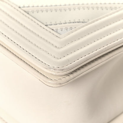 Chanel Caviar Suede Calfskin Chevron Medium Boy Flap White 10 of 16
