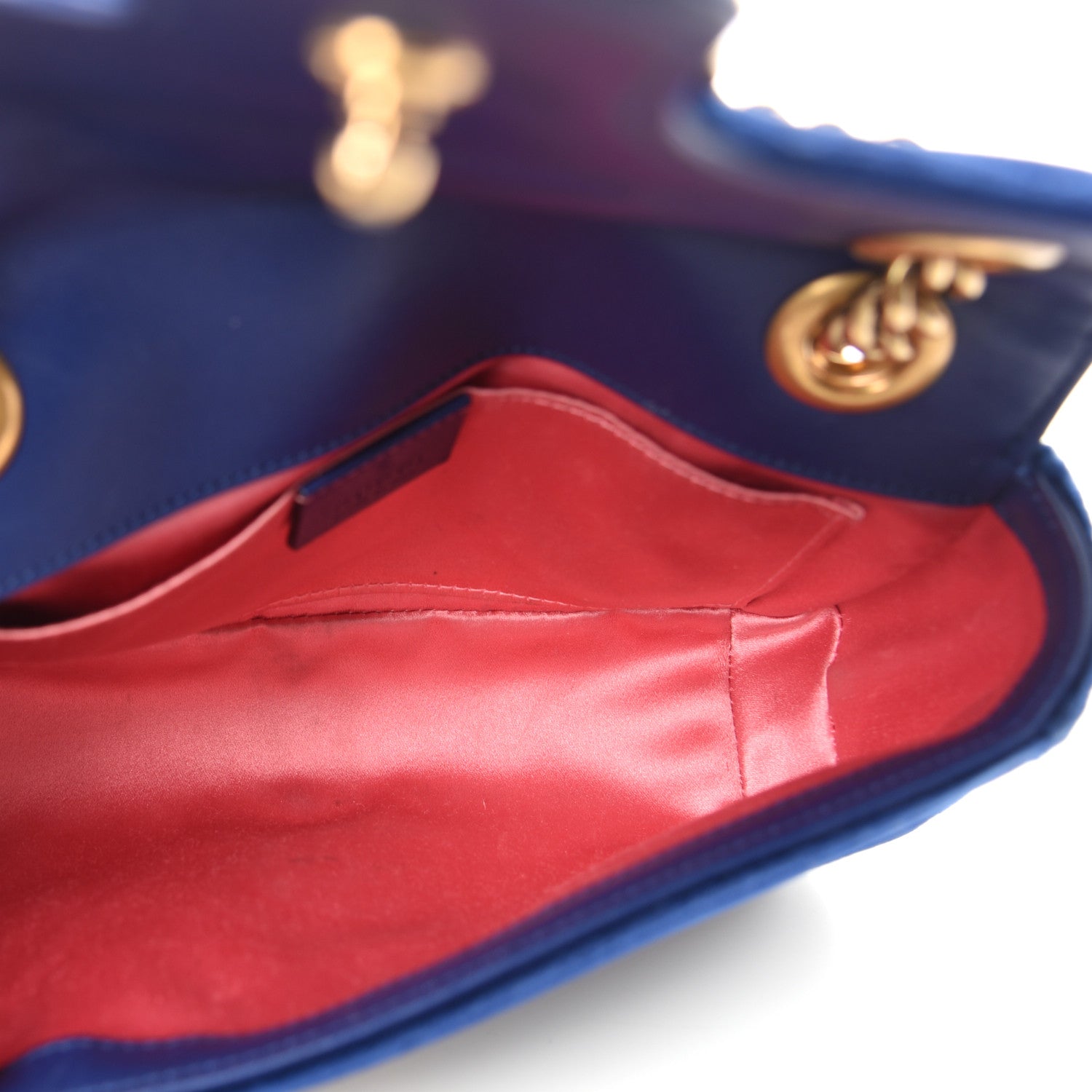 Gucci Velvet Matelasse Mini GG Marmont Shoulder Bag Cobalt Blue 5 of 10