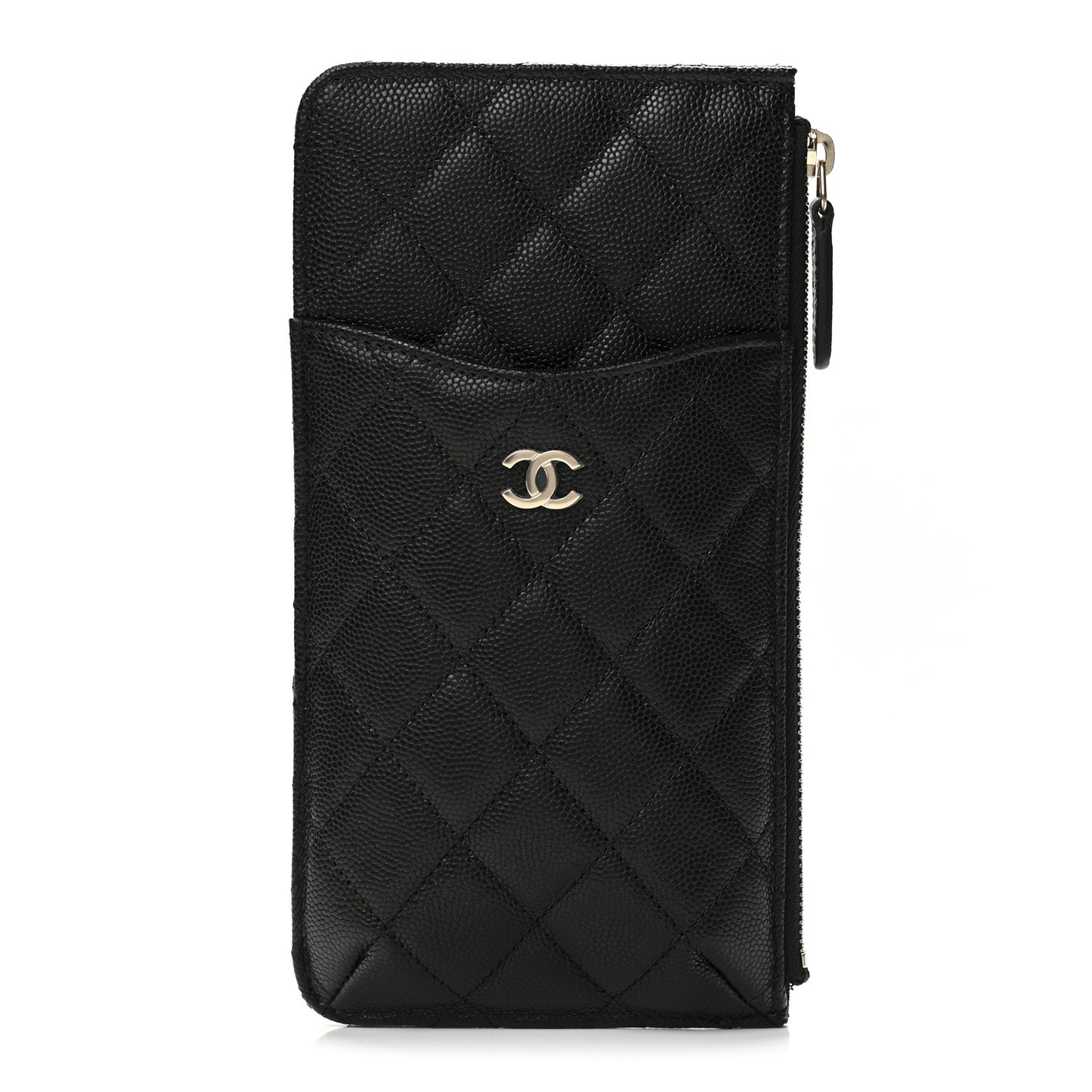 Caviar Quilted Classic Flat Wallet Pouch Black