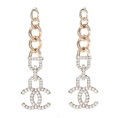 Chanel Metal Crystal CC Vendome CC Dangle Earrings Gold 1 of 6