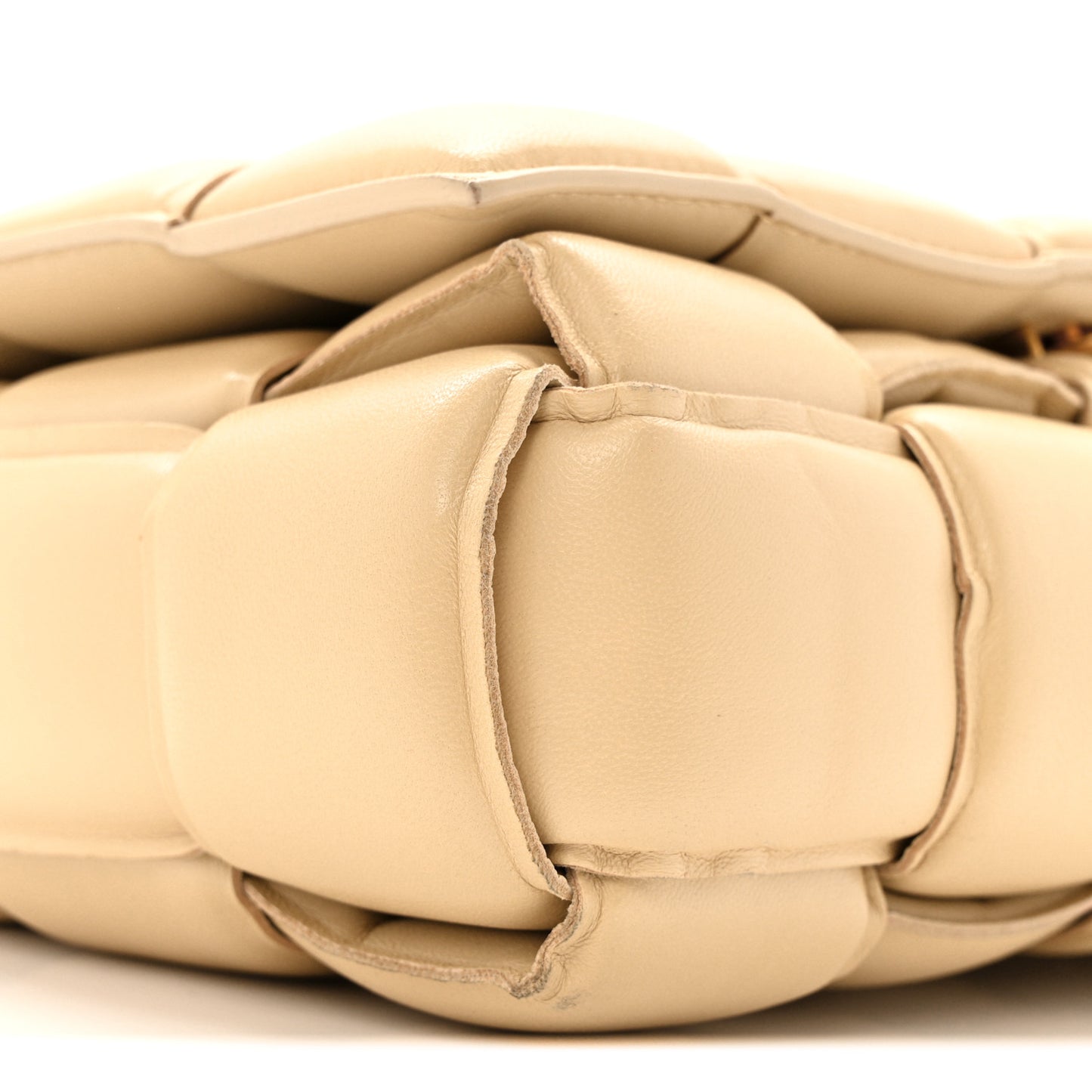Lambskin Maxi Intreccio Padded Chain Cassette Crossbody Bag Porridge