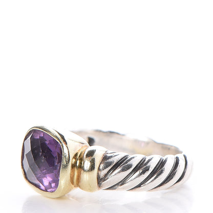 David Yurman Sterling Silver 14K Yellow Gold Amethyst 10mm Noblesse Ring 52 6 3 of 6
