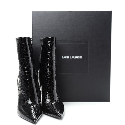 Saint Laurent Alligator Embossed Patent Calfskin Opyum 110 Ankle Boots 36 Black 11 of 11