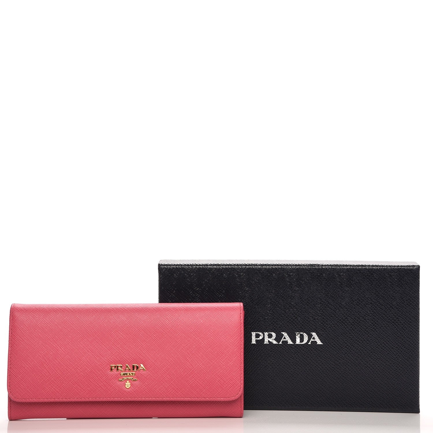 Prada Saffiano Metal Continental Flap Wallet Peonia 8 of 8