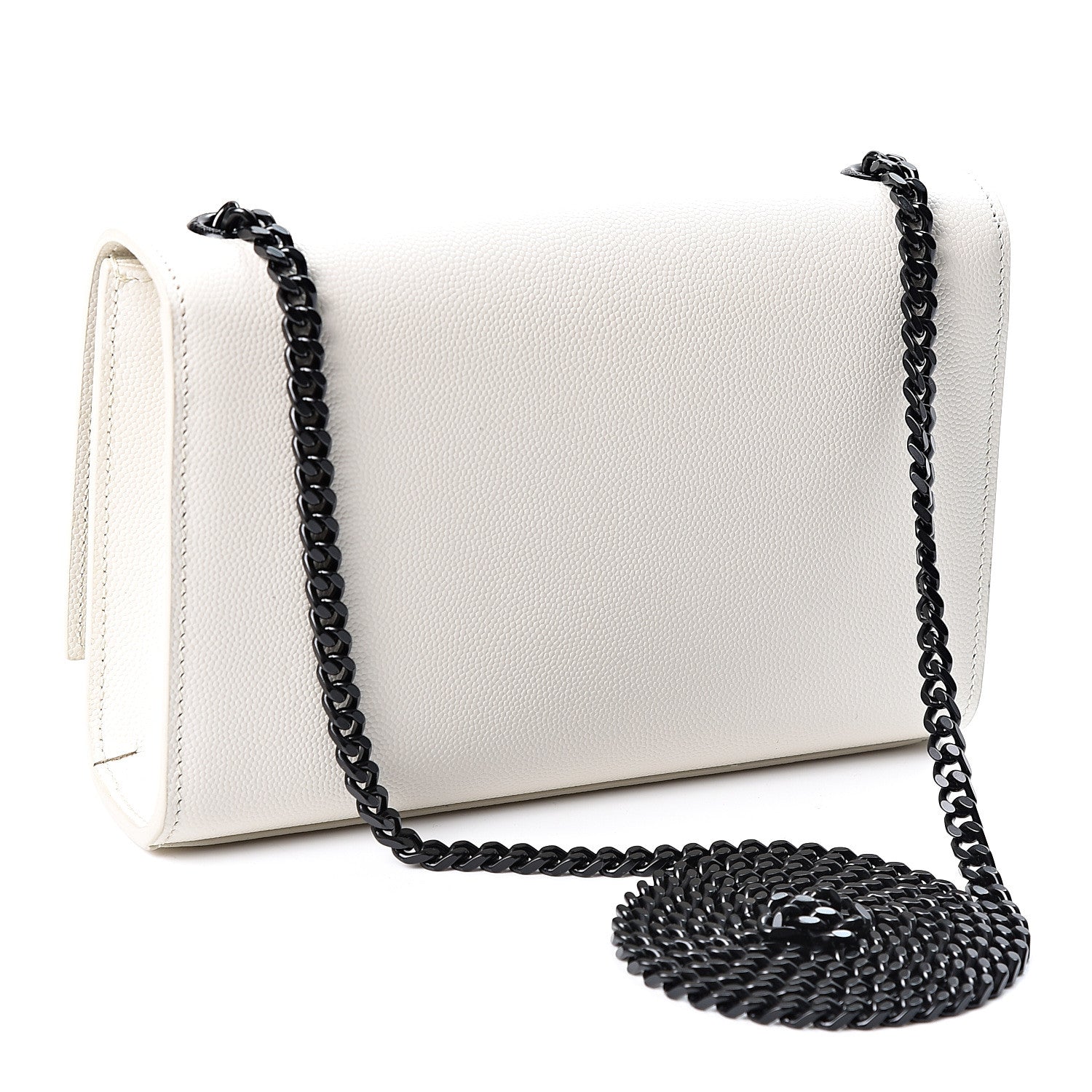 Saint Laurent Grain De Poudre Small Monogram Kate Satchel Porcellana Black 2 of 9