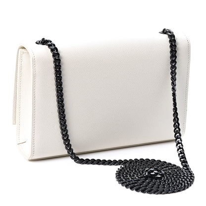 Saint Laurent Grain De Poudre Small Monogram Kate Satchel Porcellana Black 2 of 9