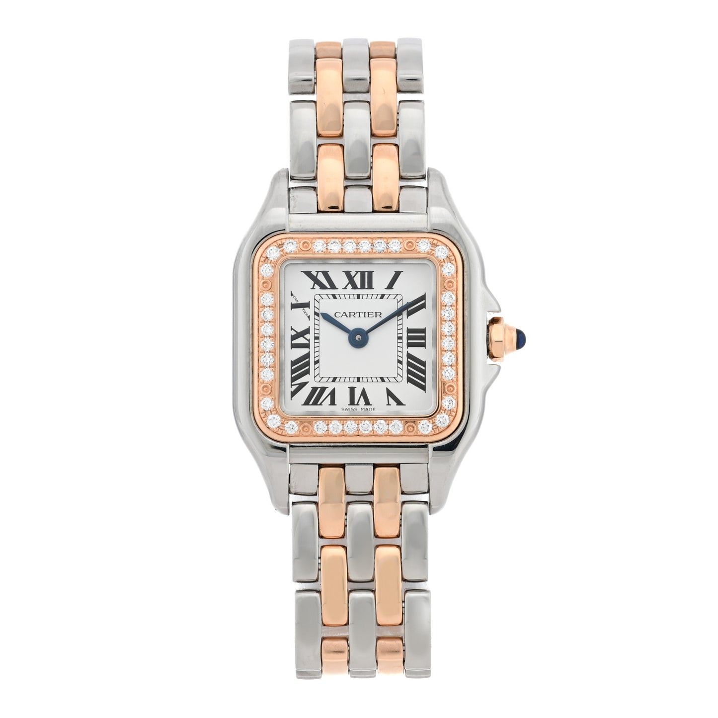 Stainless Steel 18K Pink Gold Diamond 22mm Panthere Quartz Watch