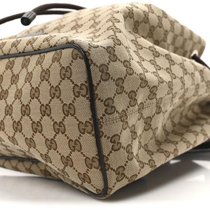 Gucci Monogram Dollar Calfskin O Drawstring Backpack Beige Ebony Testa di Moro Dark Chocolate 10 of 10