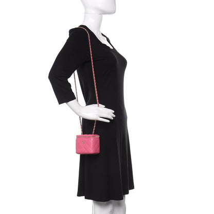 Chanel Caviar Quilted Mini Vanity Case With Chain Pink 2 of 11