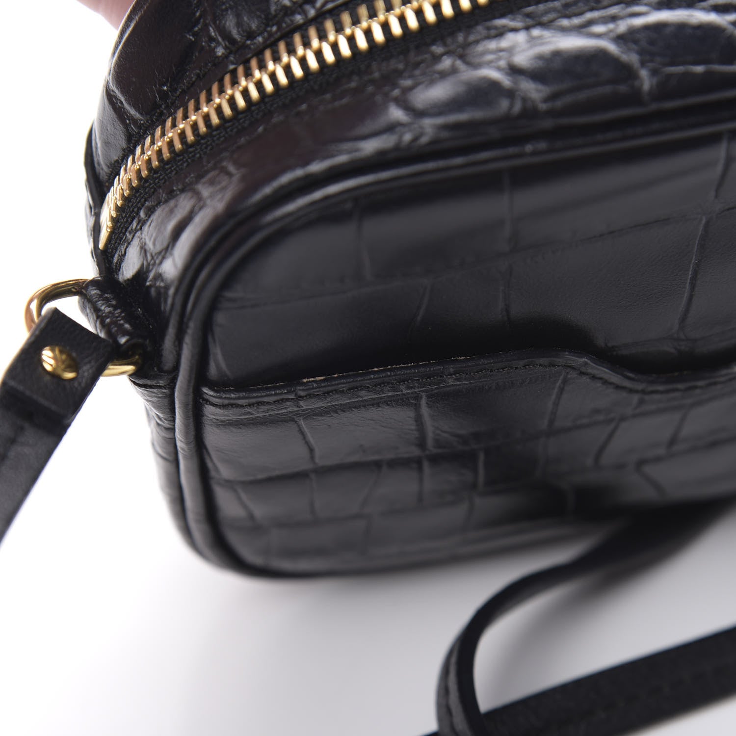 Alexander McQueen Calfskin Crocodile Embossed Camera Shoulder Bag Black 12 of 12