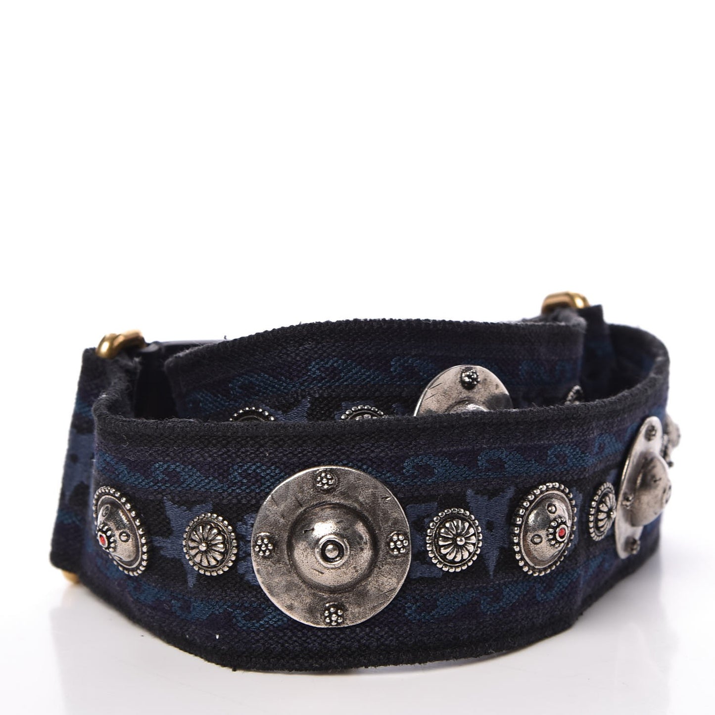 Canvas Embroidered Studded Bohemian Shoulder Strap Blue