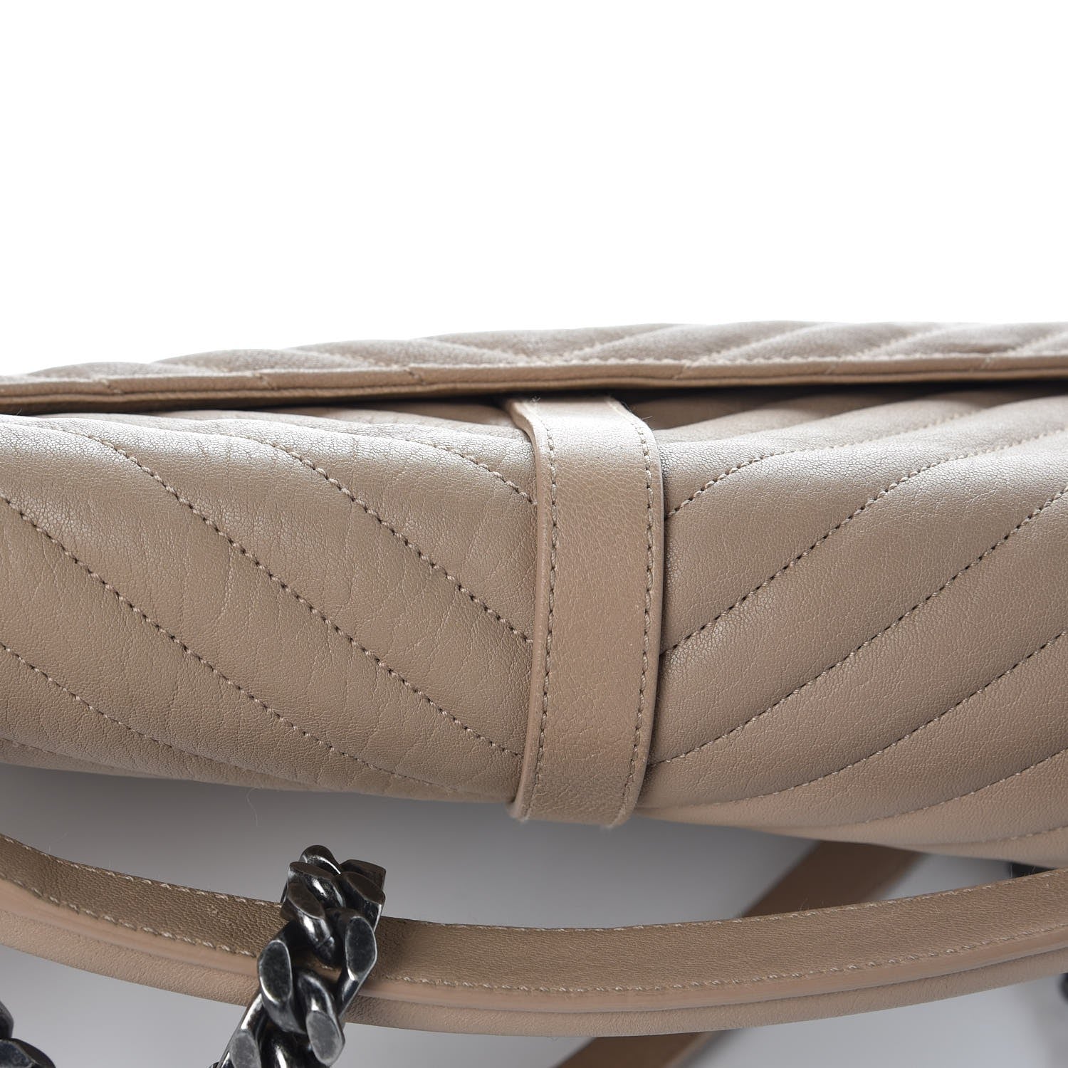 Saint Laurent Sheepskin Matelasse Chevron Monogram Large College Satchel Beige 15 of 15