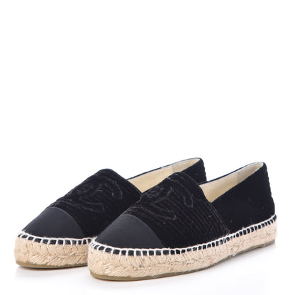 Chanel Velvet Grosgrain CC Espadrilles 37 Black 3 of 8