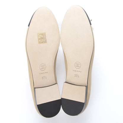 Chanel Lambskin CC Cap Toe Ballerina Flats 37.5 Beige Black 5 of 8