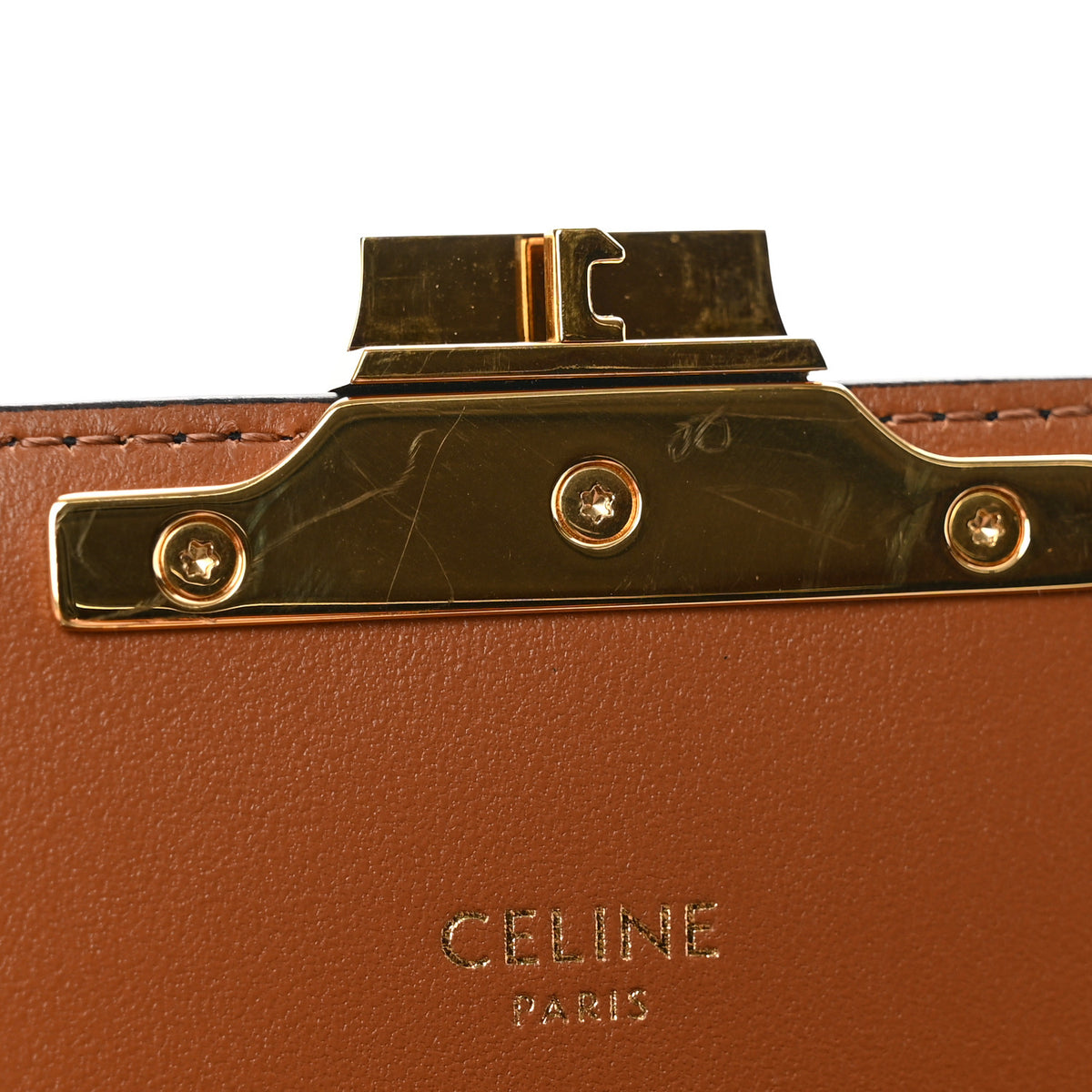 Canvas Calfskin Triomphe Shoulder Bag Tan